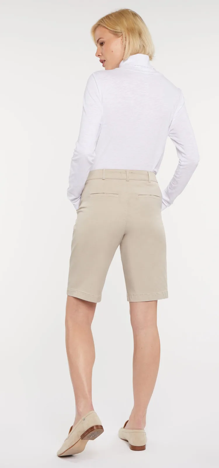 Bermuda Short Beige Stretch Twill | Feather