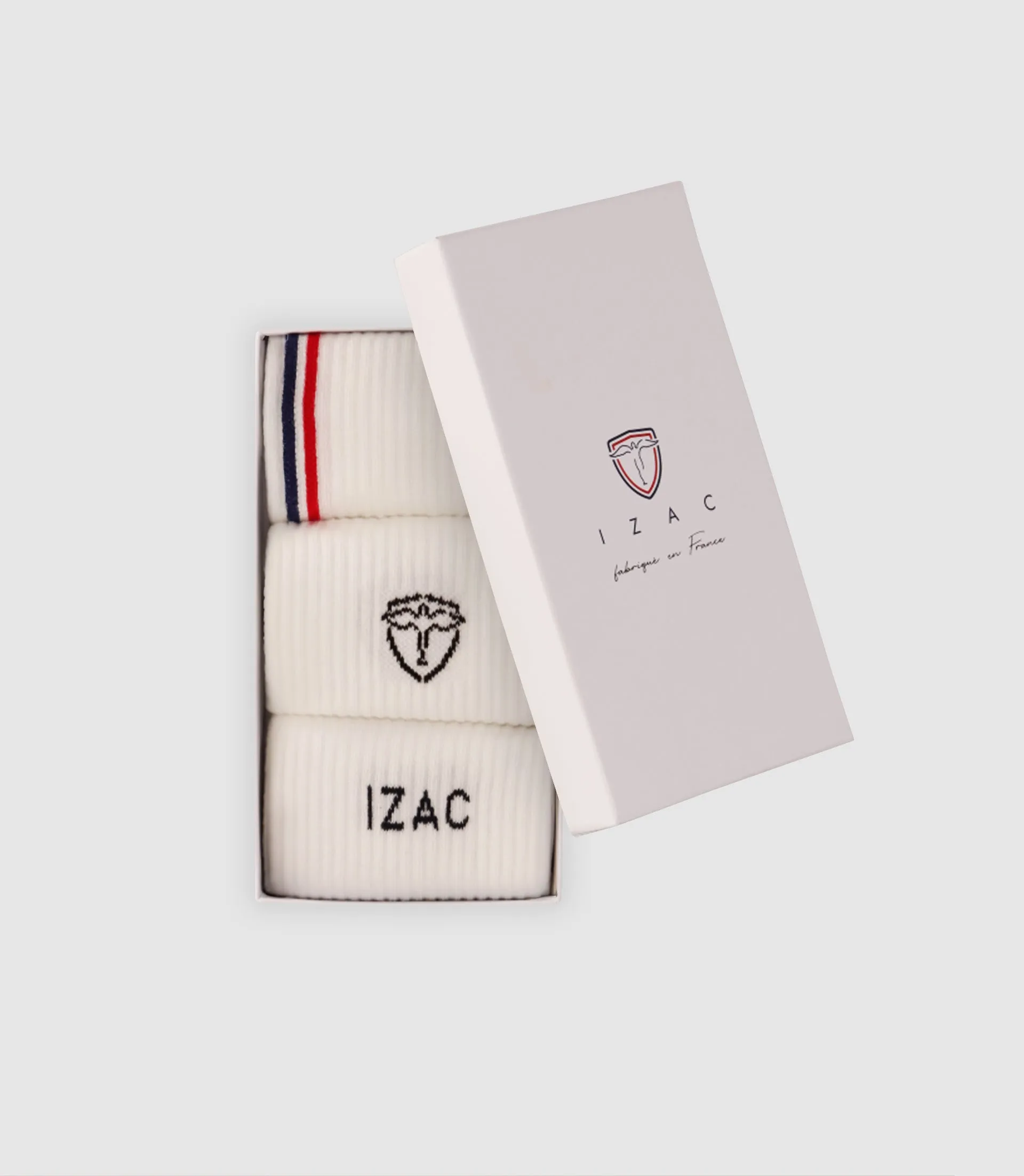 Boite de chaussettes avec logo blanc