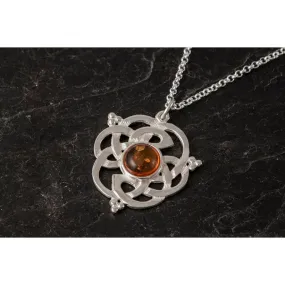 Celtic Knotwork Sterling Silver or 9ct Yellow Gold Pendant With Amber or Amethyst - AP130