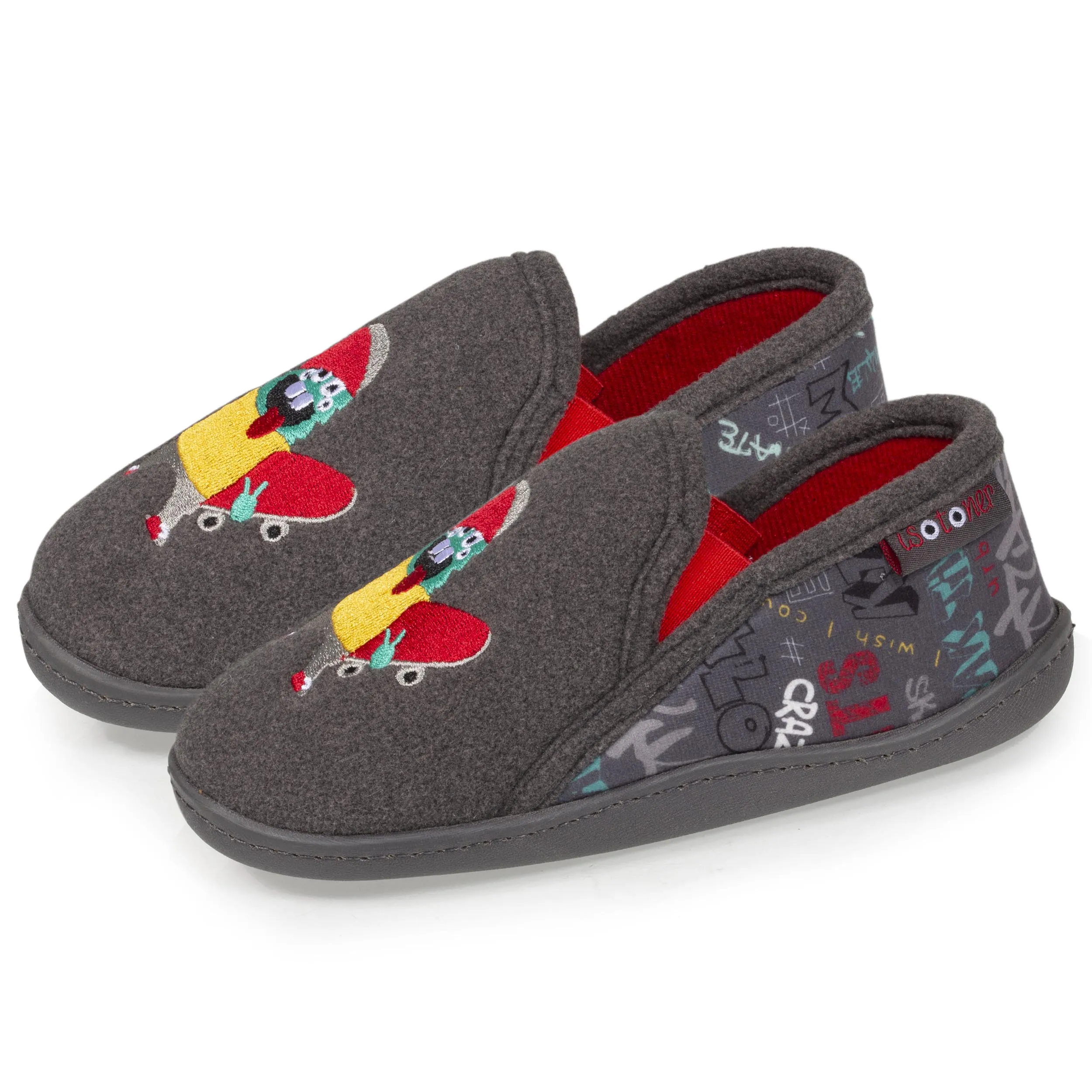 Chaussons mocassins Enfant Monstre Gris