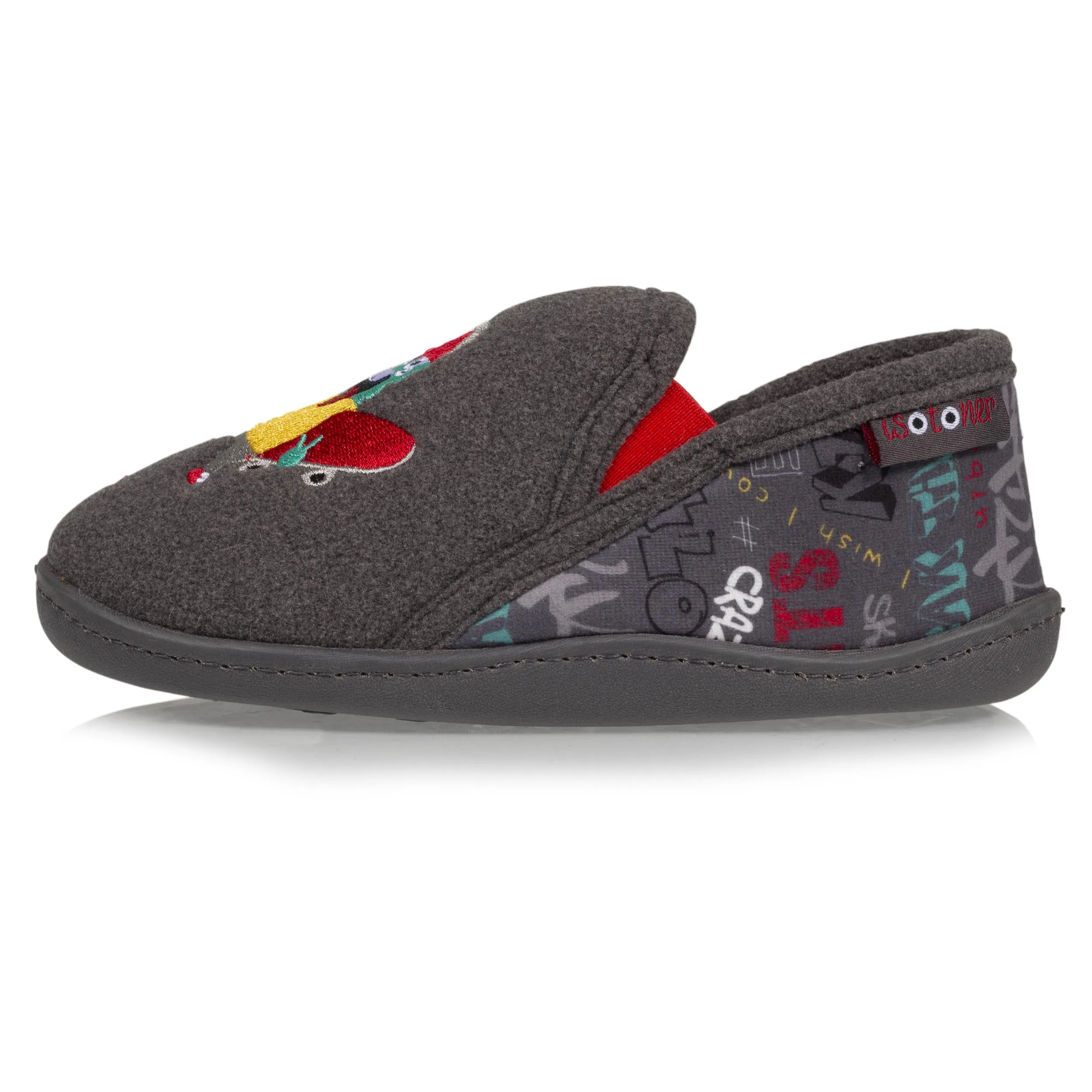 Chaussons mocassins Enfant Monstre Gris