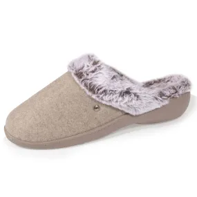 Chaussons mules Femme fourrés Talon Taupe