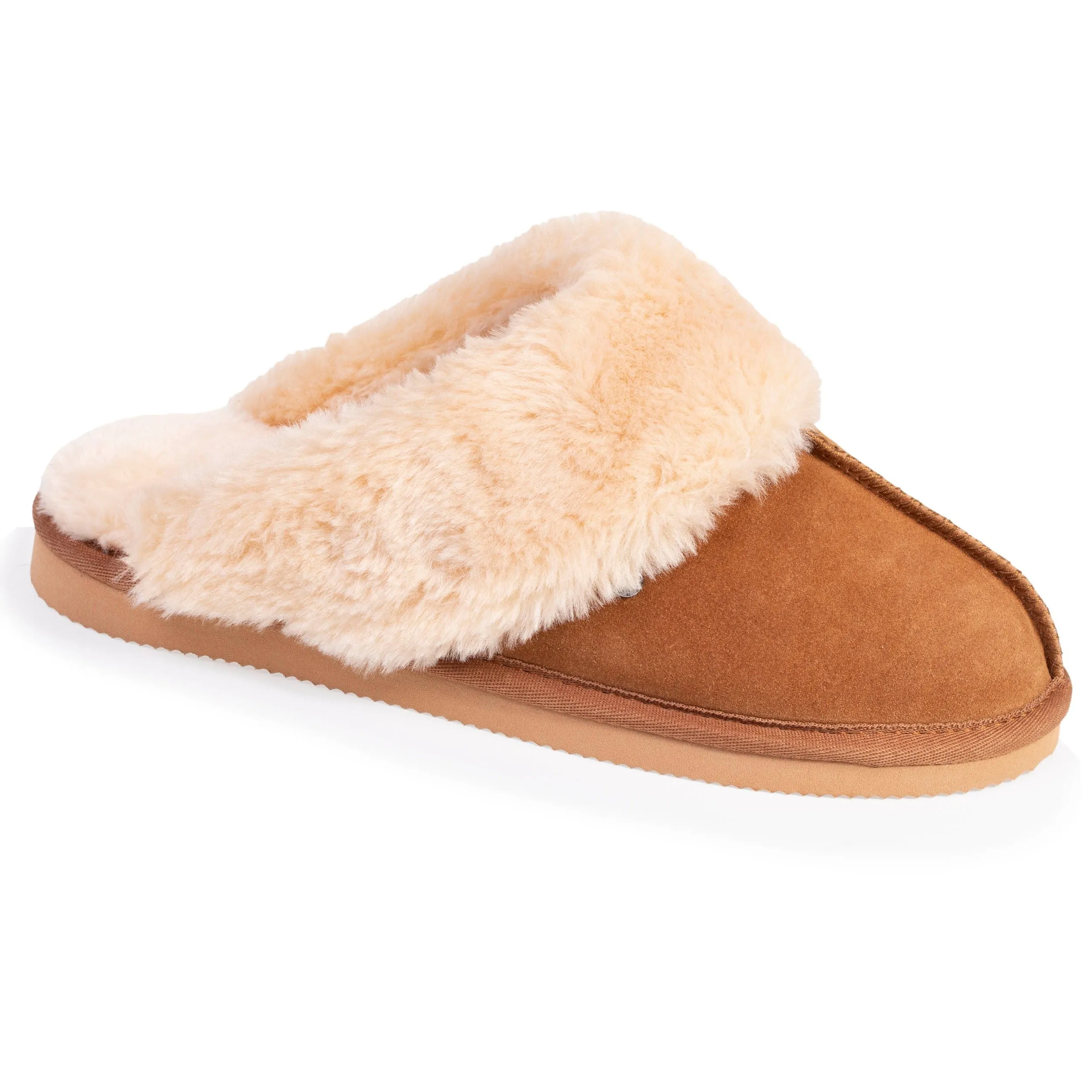 Chaussons mules fourrées Femme Camel