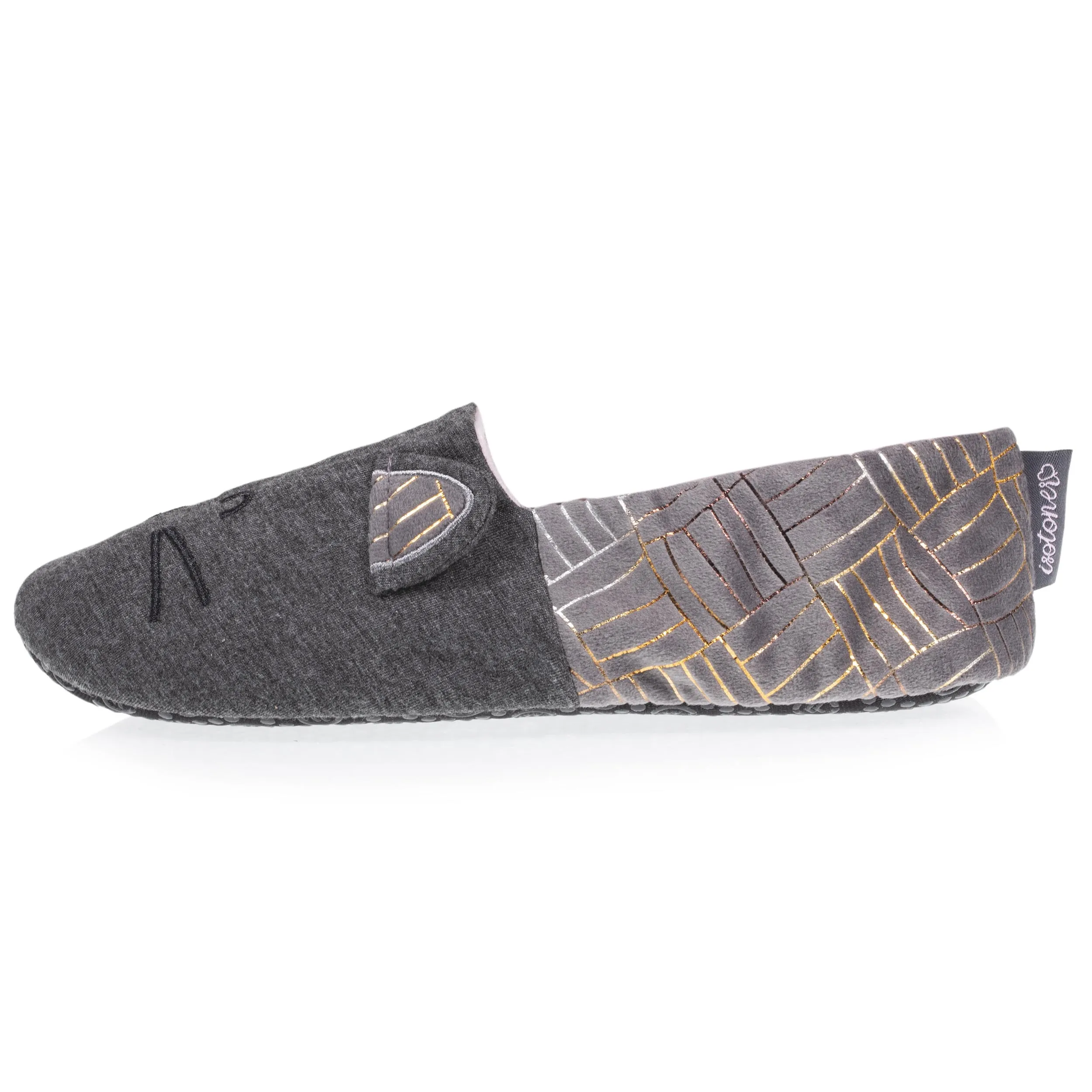 Chaussons slippers Femme 3D Gris chiné foncé