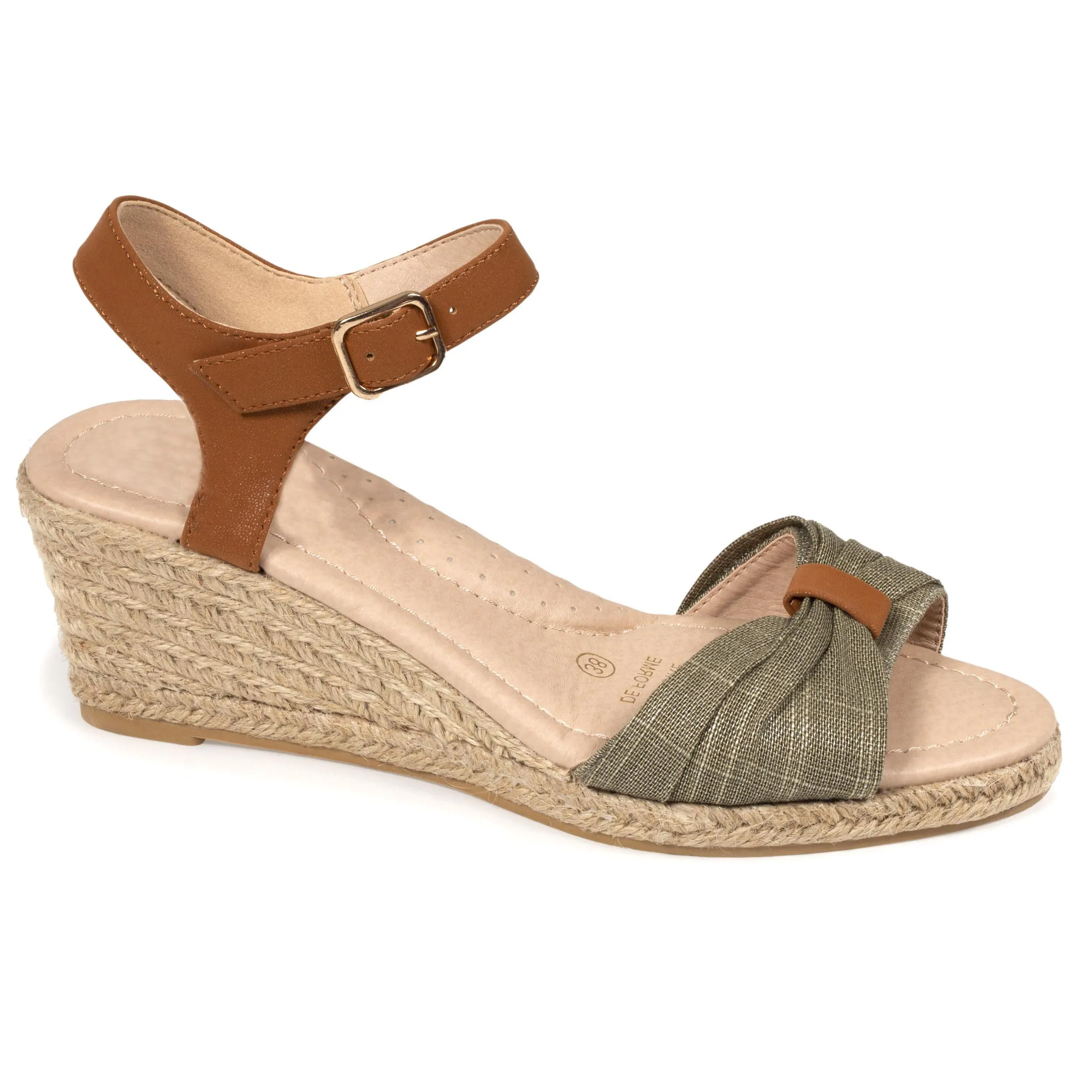 Espadrilles Femme ouverte à talon Kaki