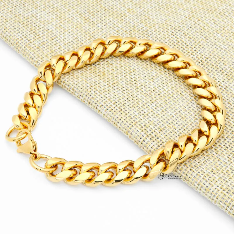 Gold Plated 10mm Stainless Steel Miami Cuban Curb Chain Bracelet