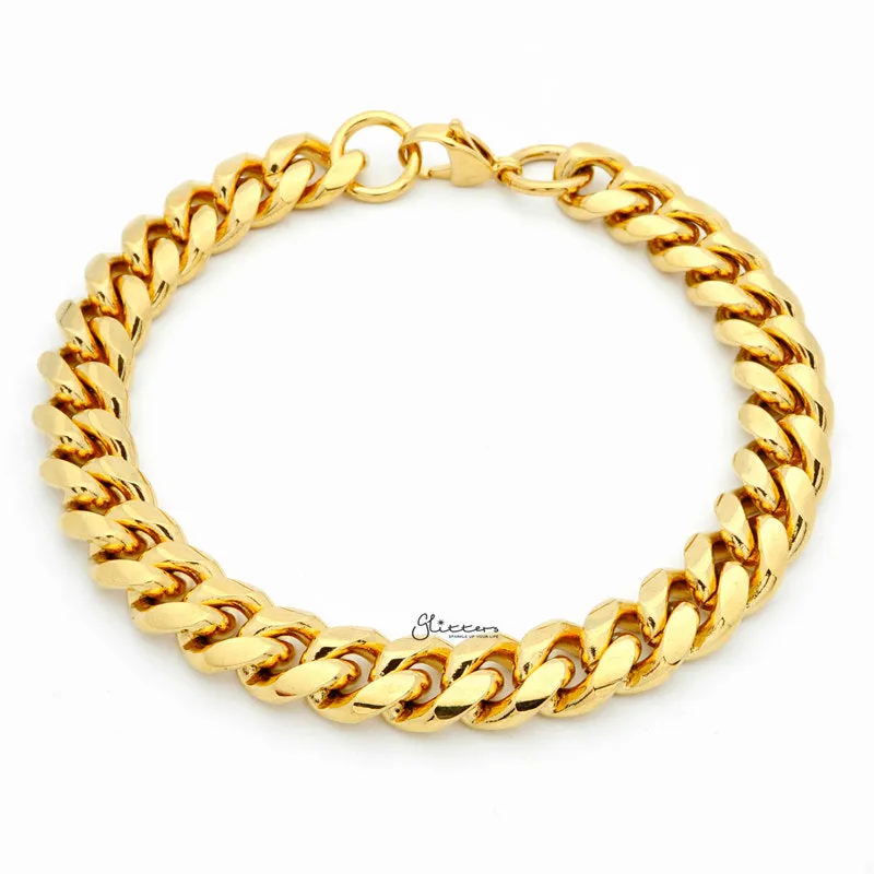 Gold Plated 10mm Stainless Steel Miami Cuban Curb Chain Bracelet