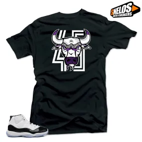 Jordan 11 Concord Match Shirts- Bull 45  Black Tee