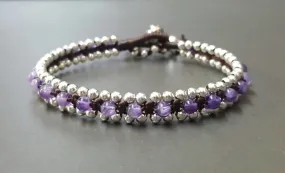 Lavandula Amethyst Silver Woven Bracelet