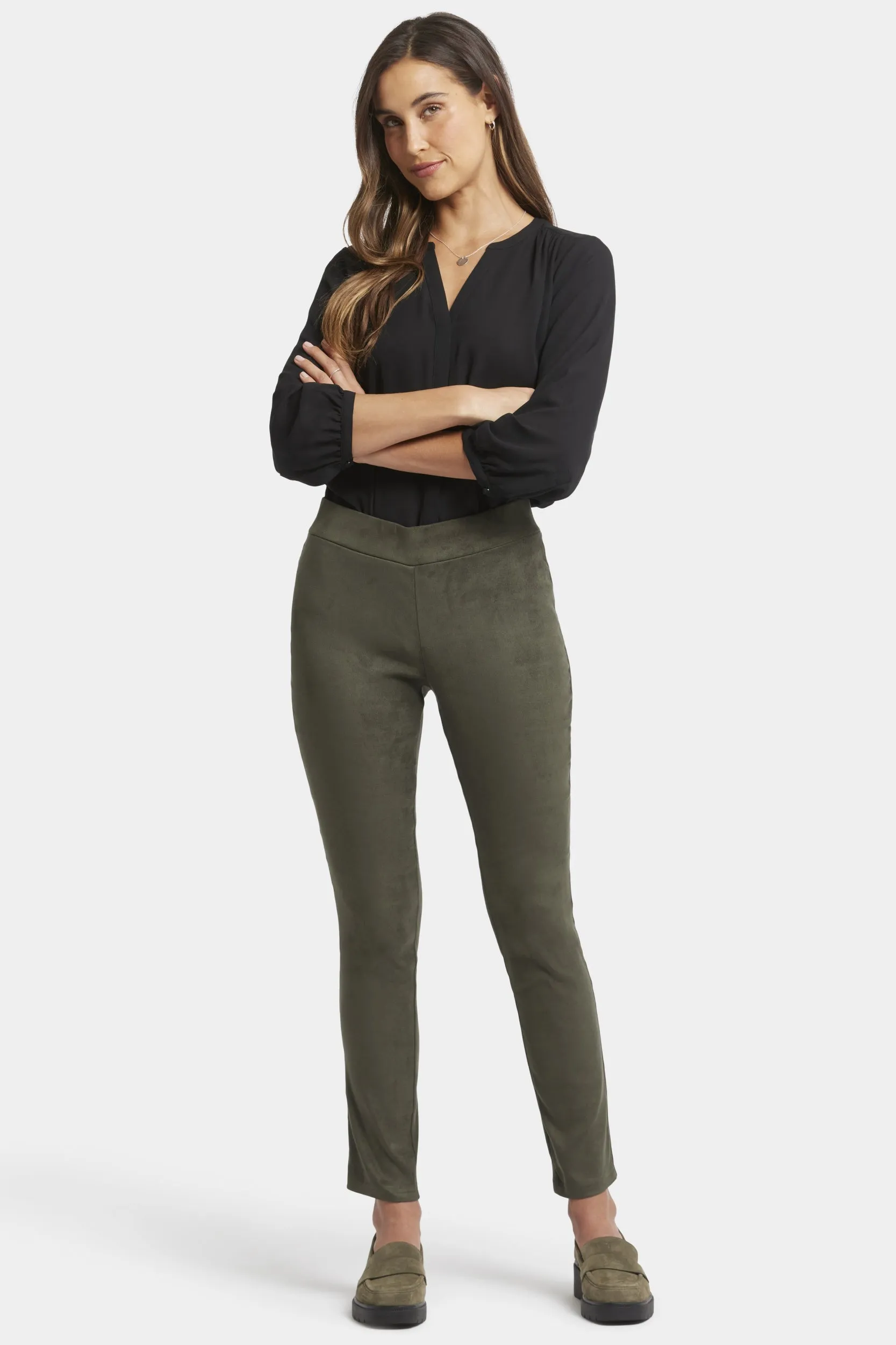 Legging Broek Groen Stretch Faux Suède | Vine Leaf