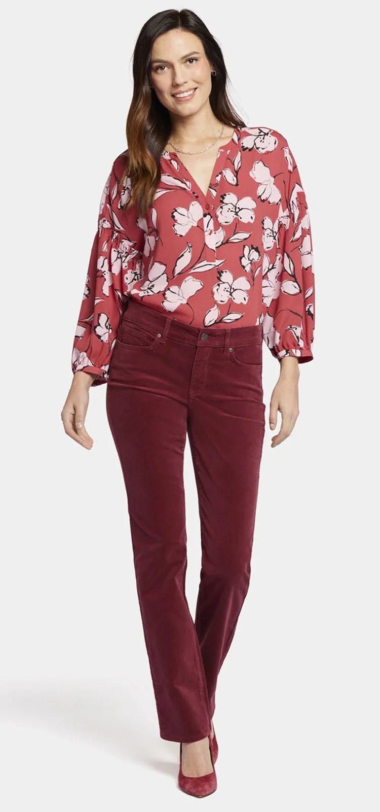 Marilyn Straight Corduroy Broek Rood | Cranberry Pie