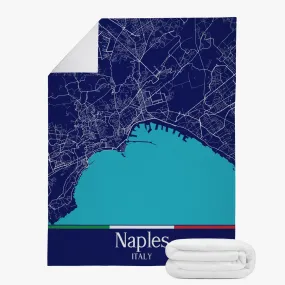 Naples City Map Fleece Blanket