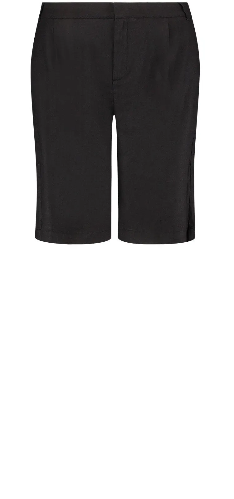 Relaxed Bermuda Short Zwart Stretch Linnen | Black