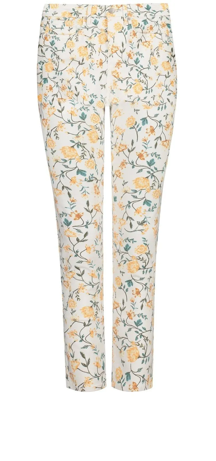 Sheri Slim Ankle Jeans Printed Premium Denim | Zinnia Arrangement Marigold