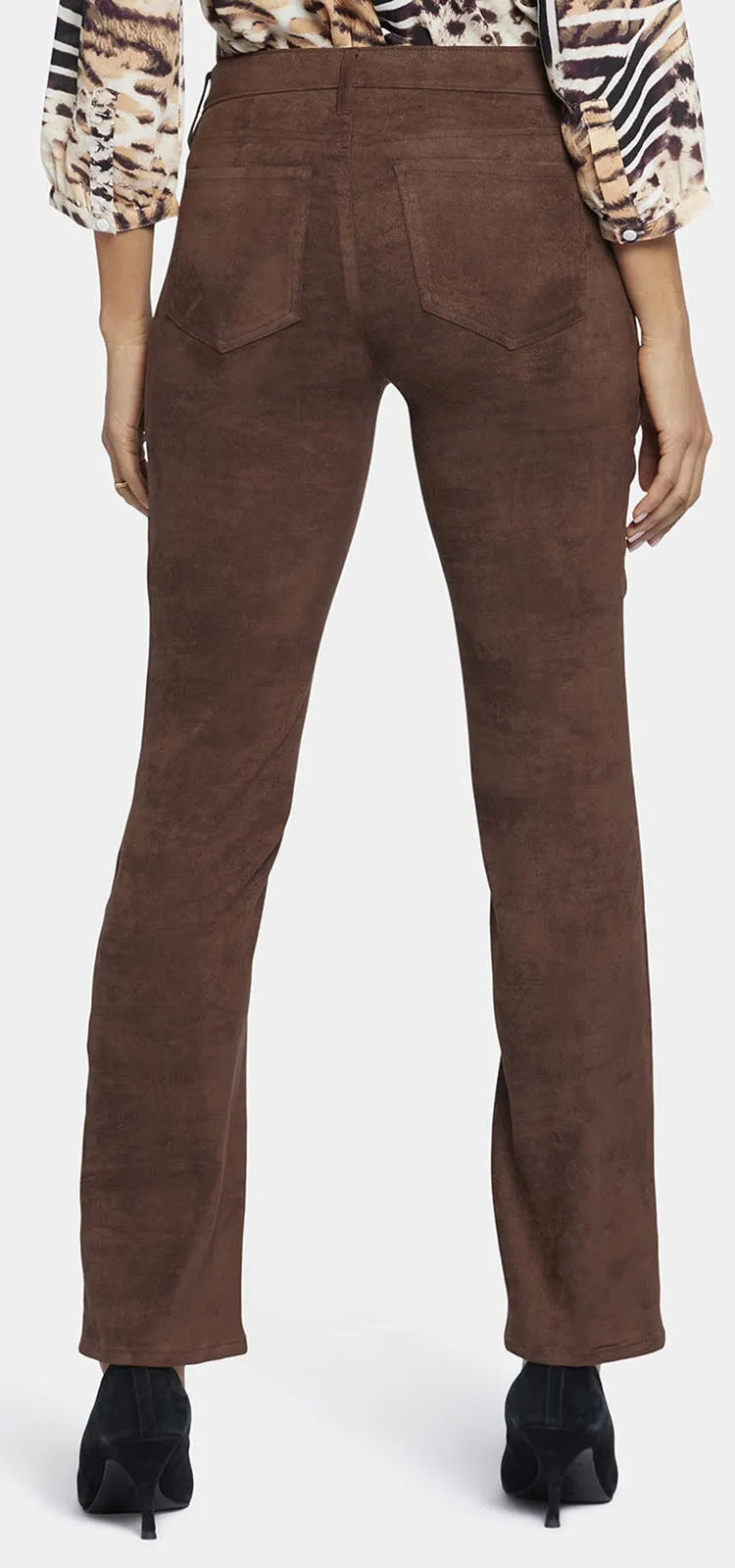 Sheri Slim Trouser Bruin Faux Suède | Dark Chocolate