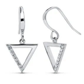 Sterling Silver CZ Triangle Earrings