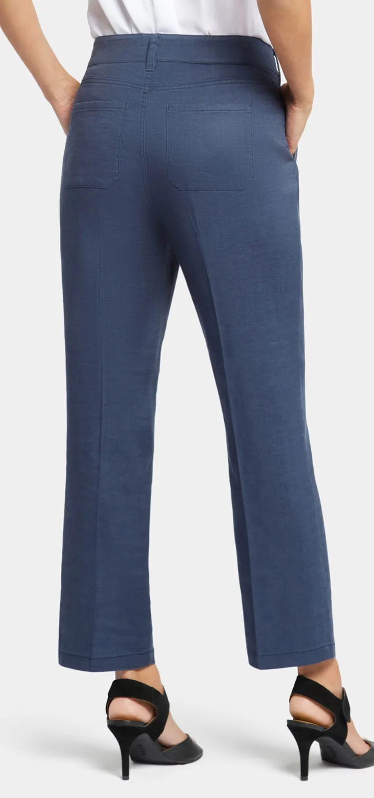 Straight Leg Ankle Trouser Donkerblauw Stretch Linnen | Oxford Navy