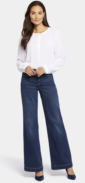 Teresa Wide Leg Jeans Mediumblauw Premium Denim | Cambridge