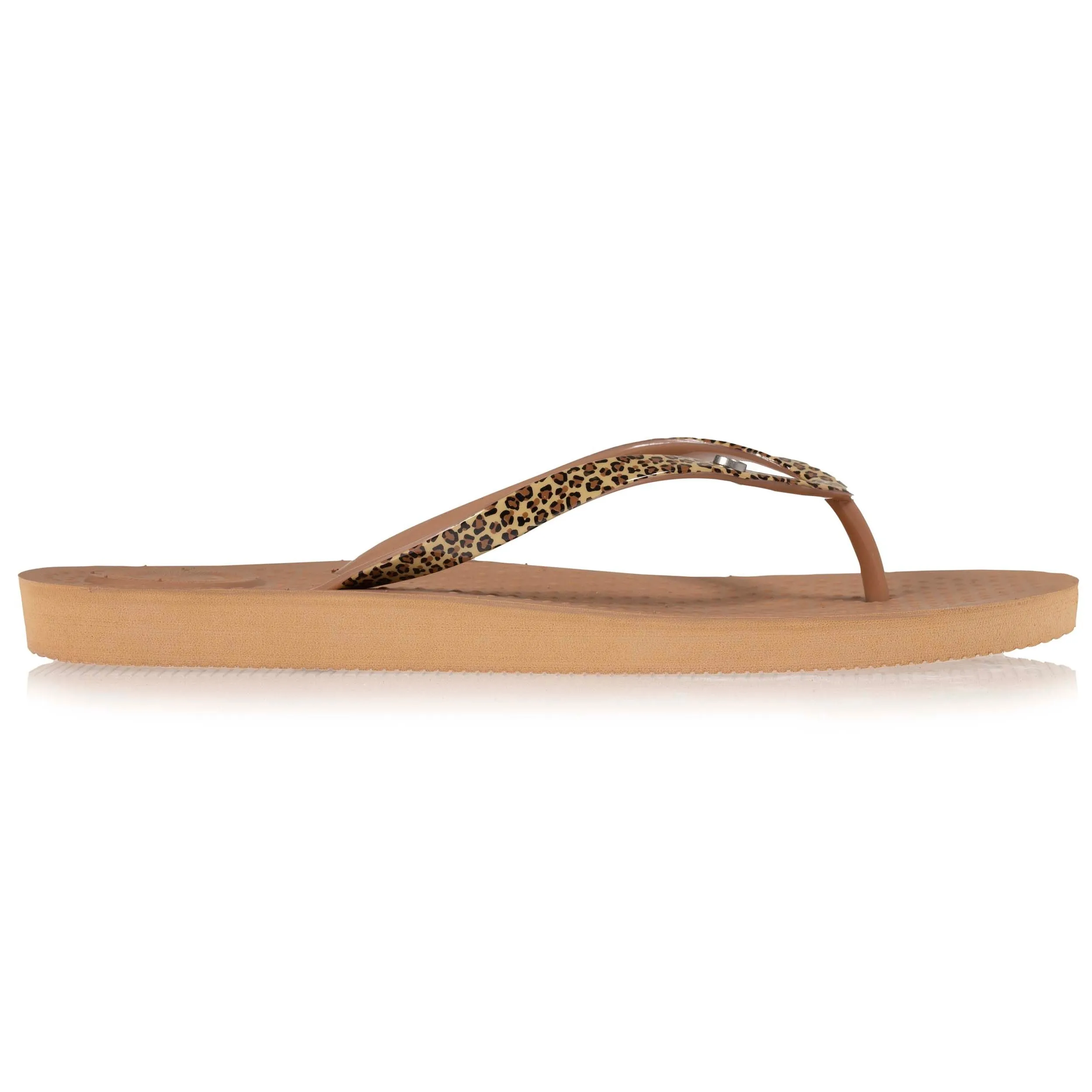 Tongs Femme unie tige animal Beige